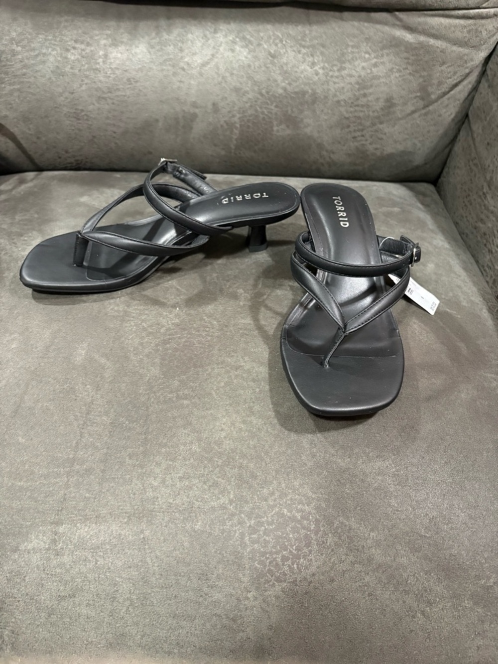 Wide torrid Black Strappy Square Toe Kitten Heels